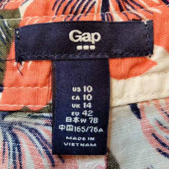 NWT Gap Factory: Cotton Linen Blend Hawaiian Print Shorts Drawstring Button-Up - Picture 7 of 8